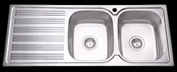 1180Mm Stainless Steel Double Bowl Sink – Right-Hand Bowl Configuration 1