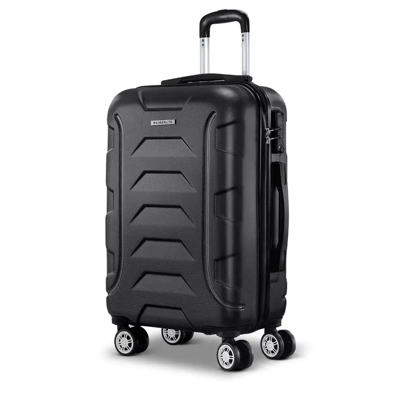 20-Inch Hard-Shell Rolling Trolley Suitcase In Black 1
