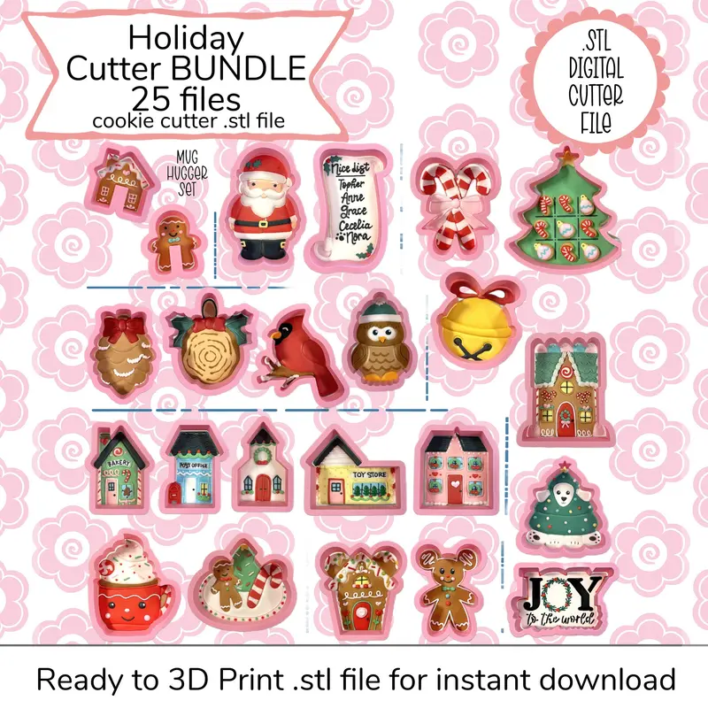2025 Winter Holiday Cookie Cutter Set – Stl Digital Pack 1