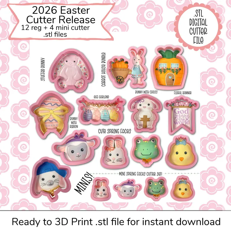 2026 Easter-Themed Cookie Cutter Collection Stl (Digital Download) 1