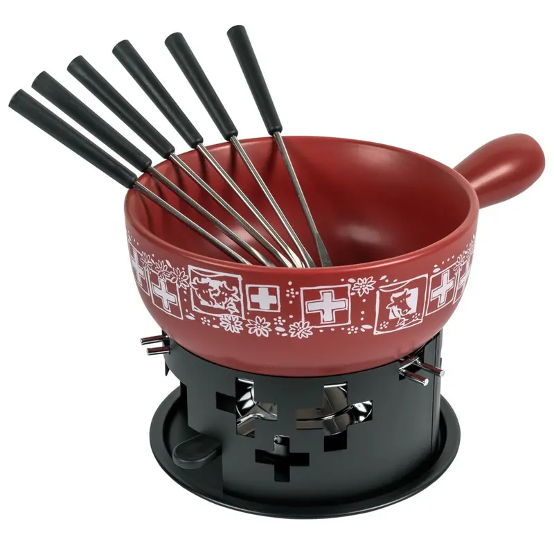 23Cm Swiss-Style Red Ceramic Fondue Pot – Kuhn Rikon 1