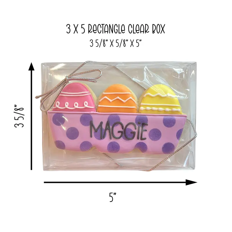 3.625" × 0.625" × 5.125" Flat Rectangular Clear Cookie Boxes – 25 Count 1