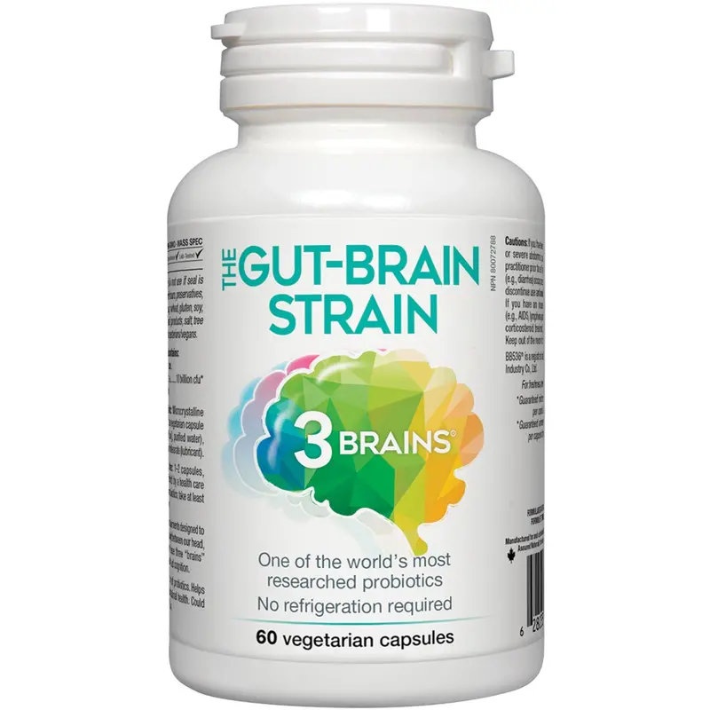 3 Brains Gut-Brain Strain Probiotic Capsules – 60 Count Microbiome & Digestive Balance 1