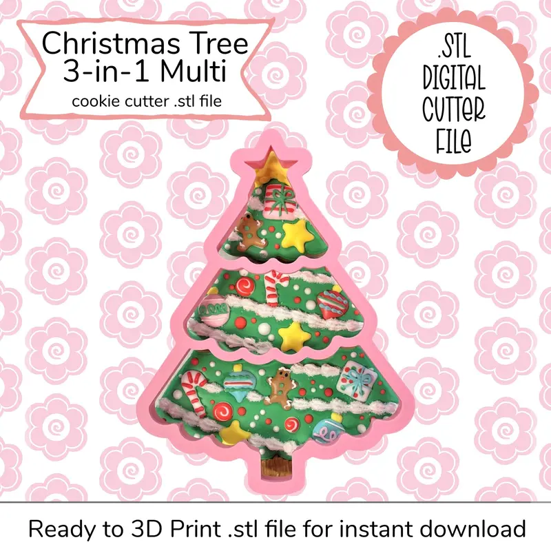 3-In-1 Layered Christmas Tree Cookie Cutter Stl – Digital Download 1