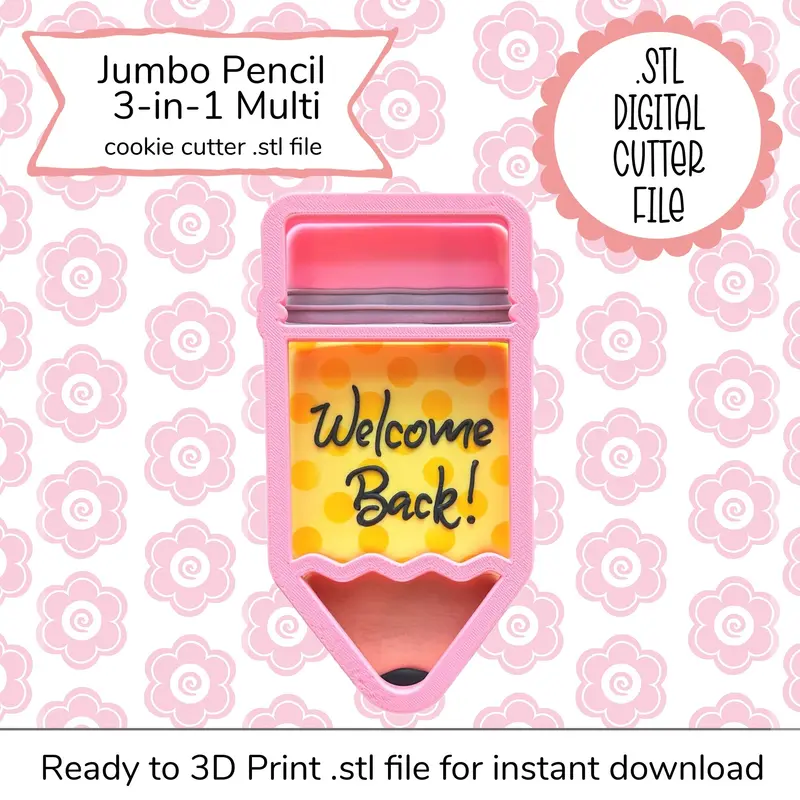 3-In-1 Pencil Digital Cookie Cutter – Stl File 1