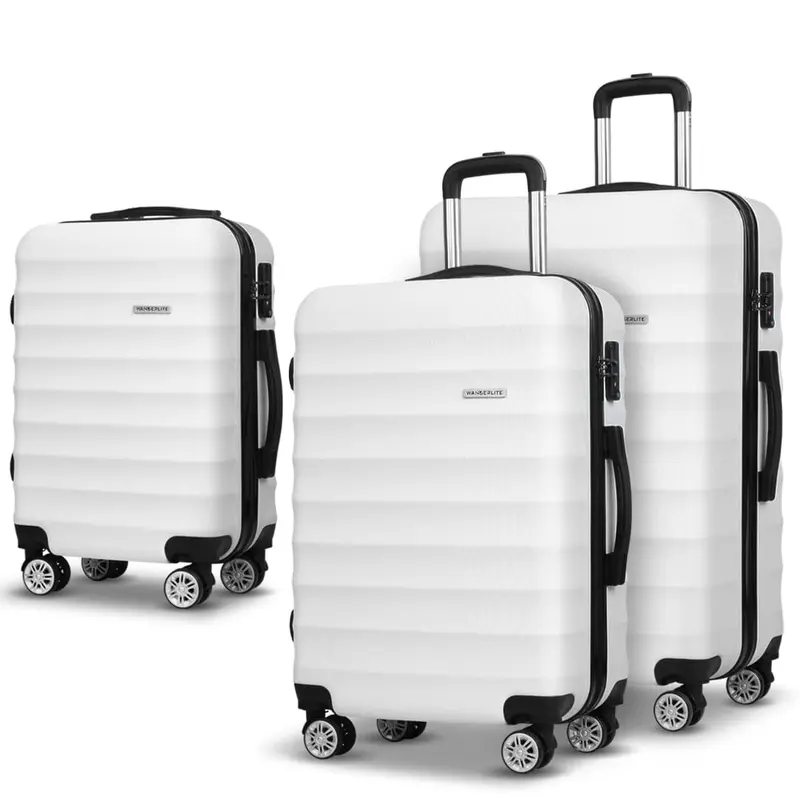 3-Piece Hardshell Luggage Set – Lightweight White Trolley Suitcases 1