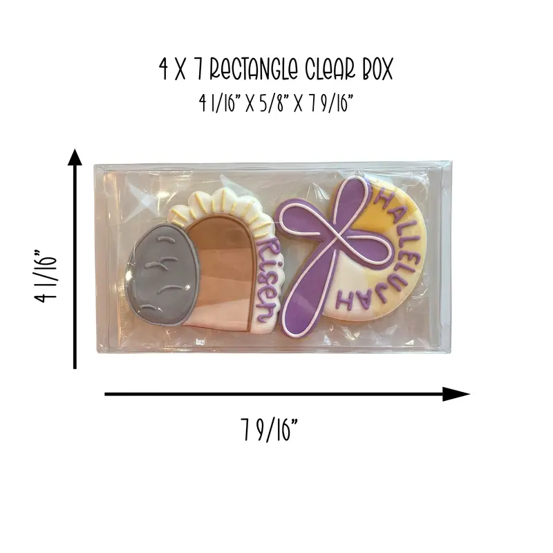 4.0625" × 0.625" × 7.5625" Rectangular Clear Cookie Boxes – 25 Count 1