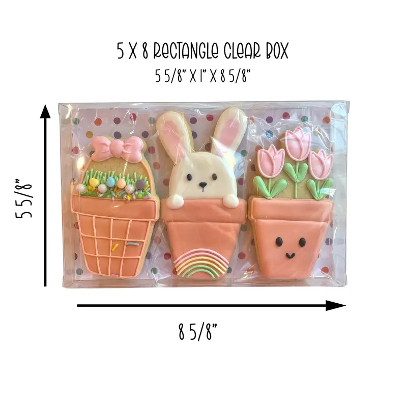 5.625" × 1" × 8.625" Rectangular Clear Cookie Boxes – 25 Count 1