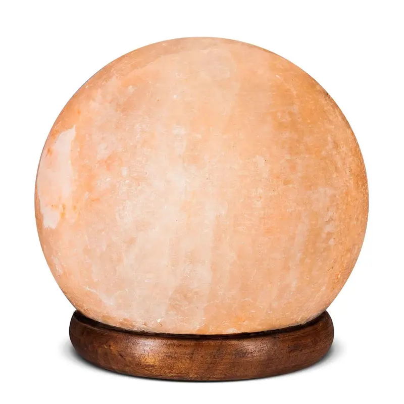 6.5-Inch Spherical Himalayan Pink Salt Lamp – Hand-Carved Warm Glow 1