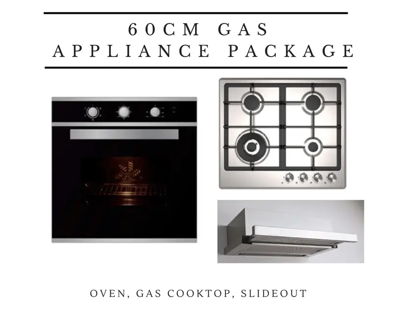 60Cm Midea Kitchen Combo: Gas Cooktop, Fan-Forced Oven & Slide-Out Rangehood 1