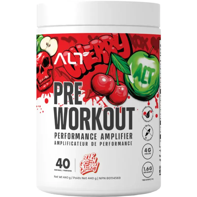 Alt Nutrition Sour Green Cherry Pre-Workout Powder – Tart & Refreshing, 440G 1