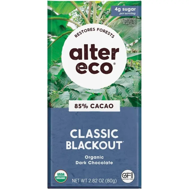 Alter Eco Classic Blackout Organic Dark Chocolate Bar – 80 G Fair Trade, 85% Cacao 1