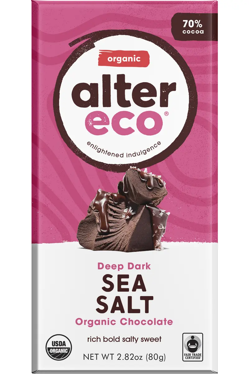 Alter Eco Organic 80G Dark Chocolate Bar With Sea Salt 1
