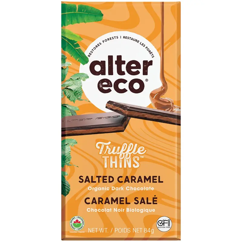 Alter Eco Organic Dark Chocolate Truffle Thins — Salted Caramel (84G) 1