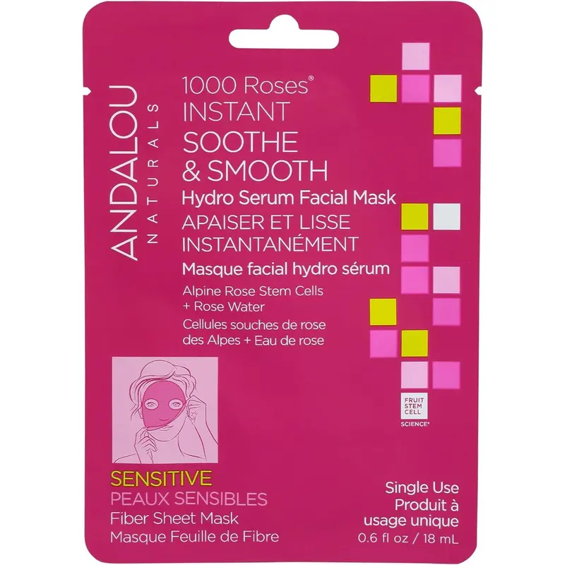 Andalou 1000 Roses Soothing Sheet Mask – 18Ml Instant Calming Treatment 1