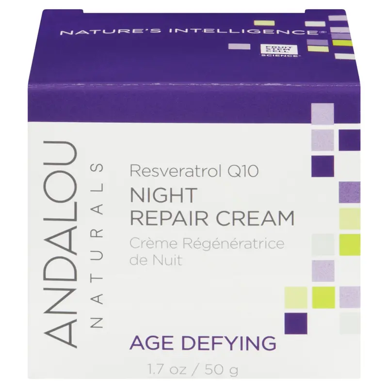 Andalou Resveratrol Q10 Night Repair Cream – Age-Defying, 50G Overnight Renewal 1