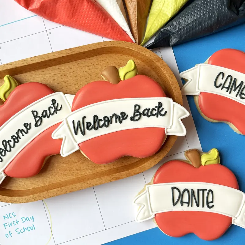 Apple-Themed Banner Plaque Cookie Cutter 1
