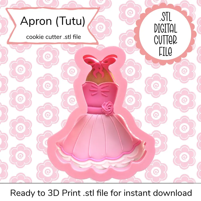 Apron Tutu Cookie Cutter Stl File – Digital Download 1