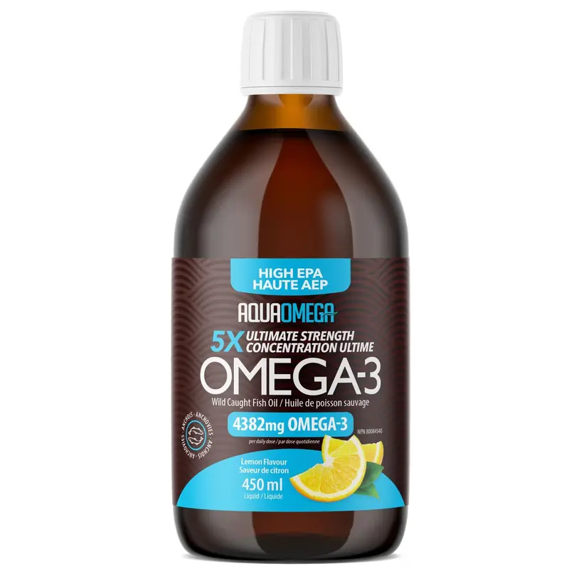 Aquaomega 5X High-Epa Omega-3 Liquid – Lemon Flavor – 450 Ml 1