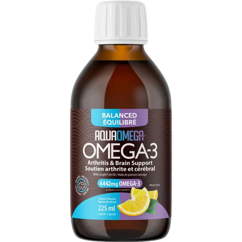 Aquaomega Balanced Lemon Omega-3 Liquid – Triple-Strength Arthritis & Brain Support (225Ml) 1