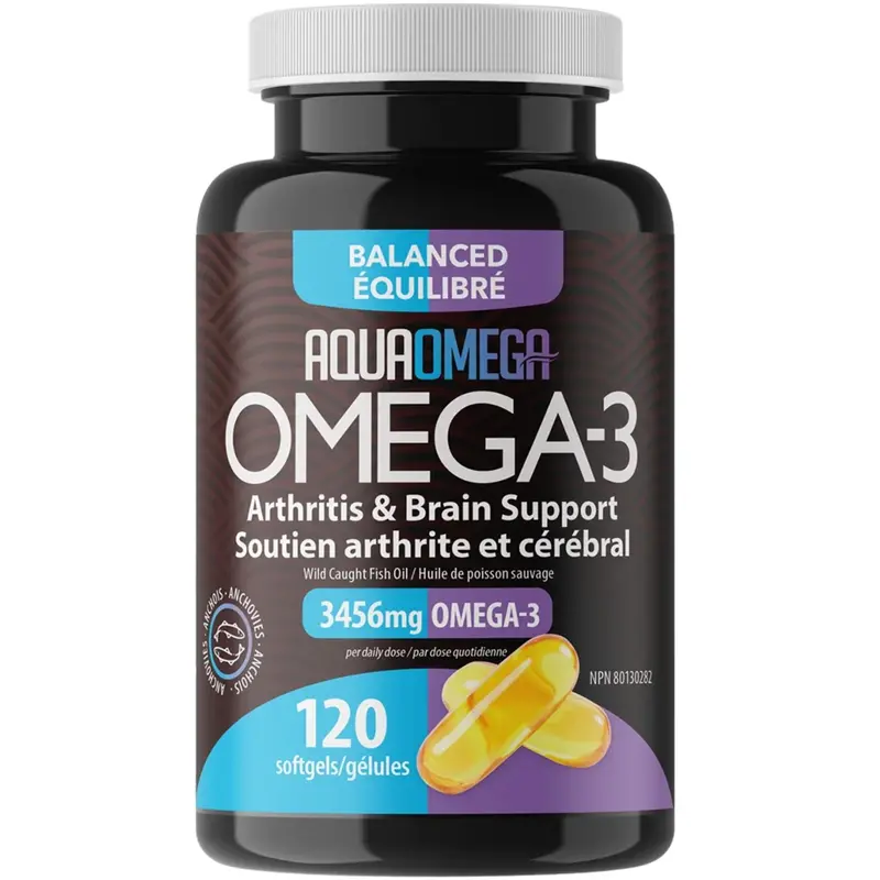Aquaomega Balanced Omega-3 Softgels – High-Potency Fish Oil For Joint & Cognitive Health (120 Count) 1
