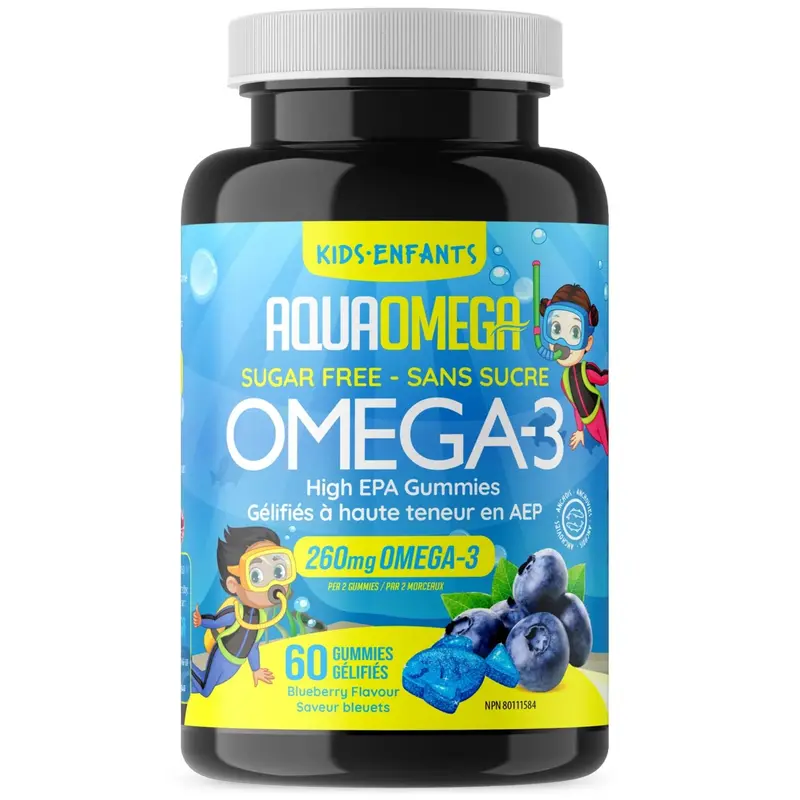 Aquaomega Kids Omega-3 Epa Gummies – Blueberry Flavor, 60 Count 1