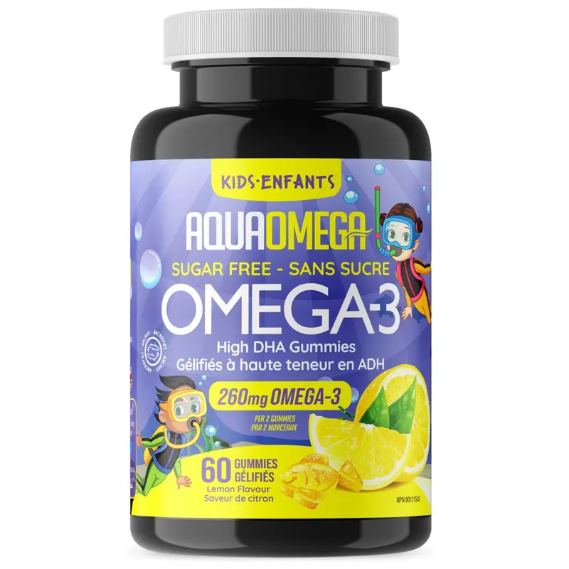 Aquaomega Kids Omega-3 Gummies – High-Dha, Lemon Flavor – 60 Count 1