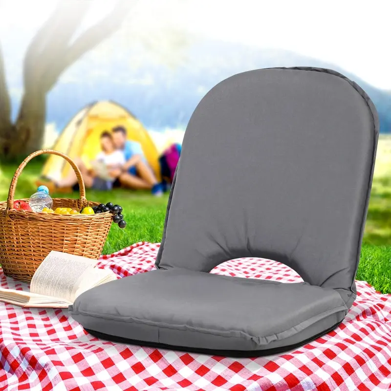 Artiss Foldable Sofa Chair – Padded Grey Seat, Steel Frame, Ergonomic Adjustable Back 1