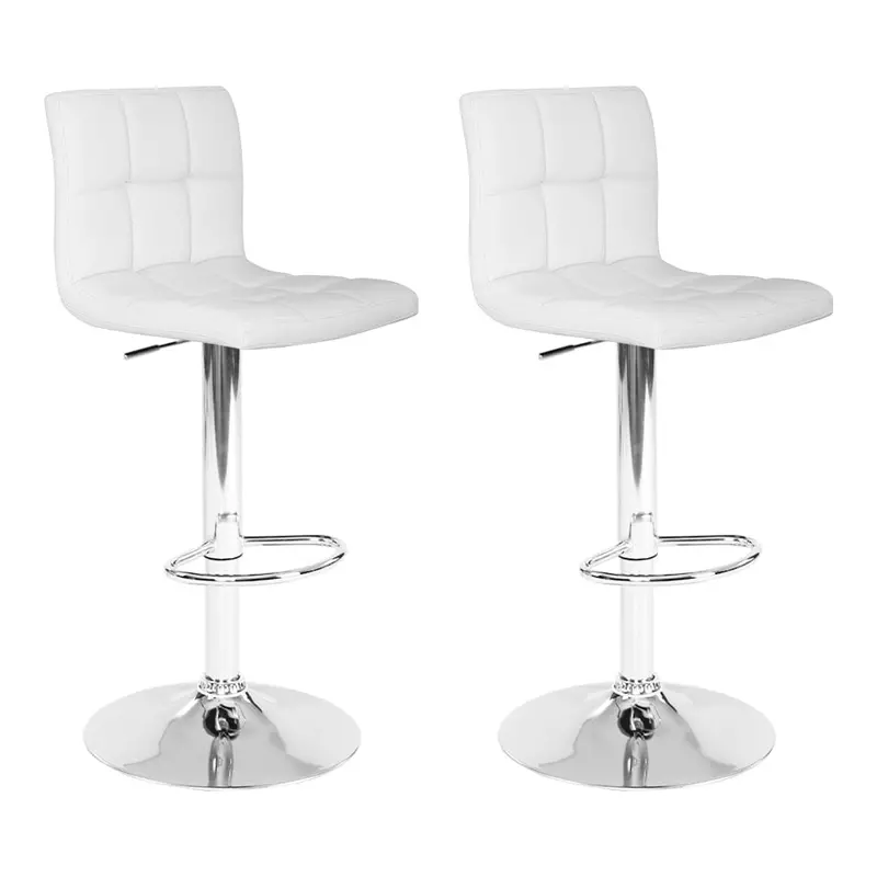 Artiss White Pu Leather Gas Lift Bar Stools (2-Pack) 1