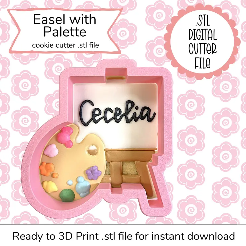 Artist Easel With Paint Palette Cookie Cutter Stl 1