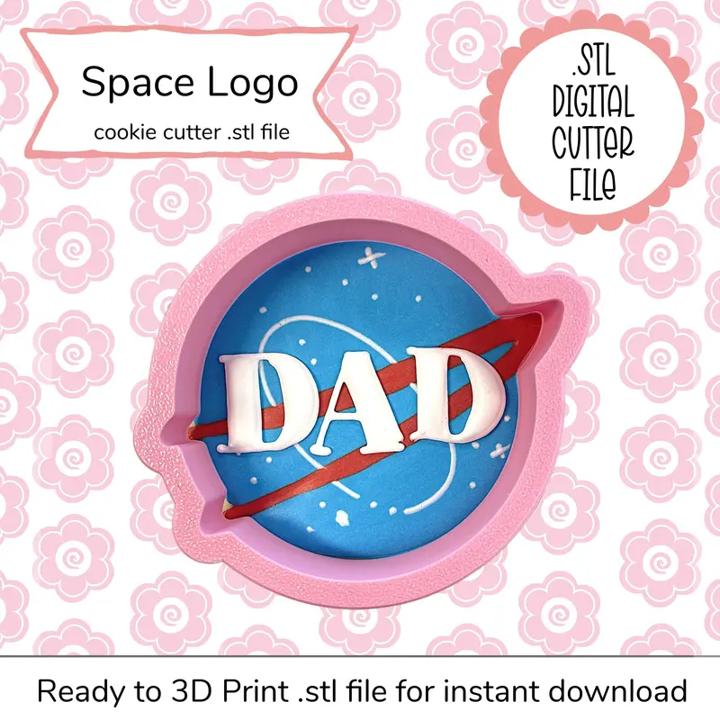 Astronaut & Planet Logo Cookie Cutter Stl Template (Digital) 1