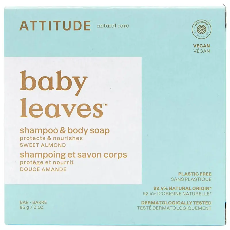 Attitude Baby Leaves Sweet Almond Solid Shampoo & Body Soap For Babies – 85G 1