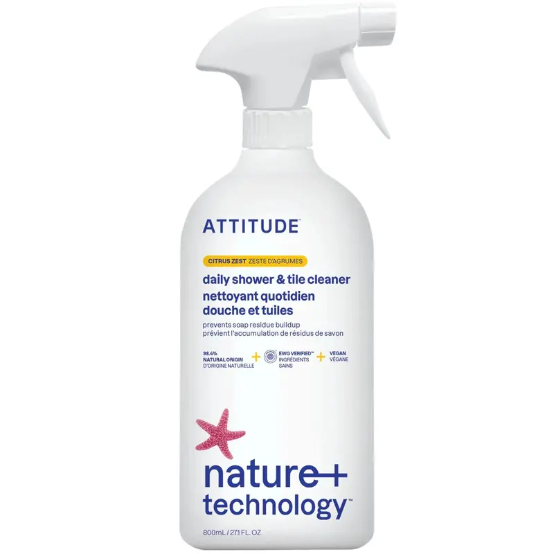 Attitude Nature+ Citrus Zest Daily Shower & Tile Cleaner – 800Ml Non-Toxic Bathroom Spray 1