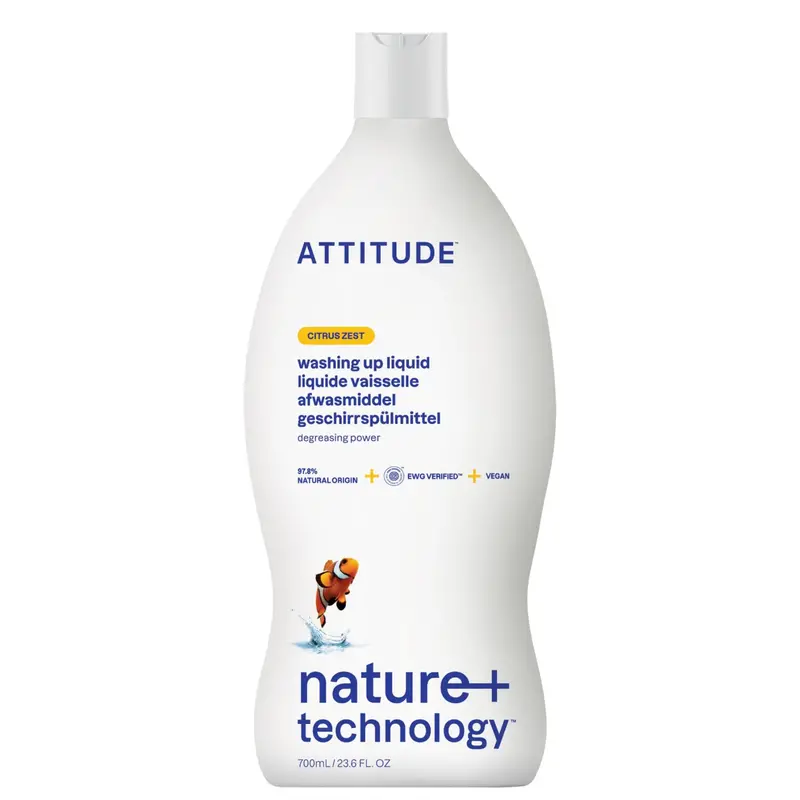 Attitude Nature+ Citrus Zest Dishwashing Liquid – 700Ml Gentle Hand Wash For Dishes 1