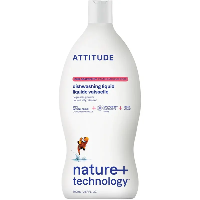 Attitude Nature+ Pink Grapefruit Dishwashing Liquid – 700Ml Citrus-Infused Dish Soap 1