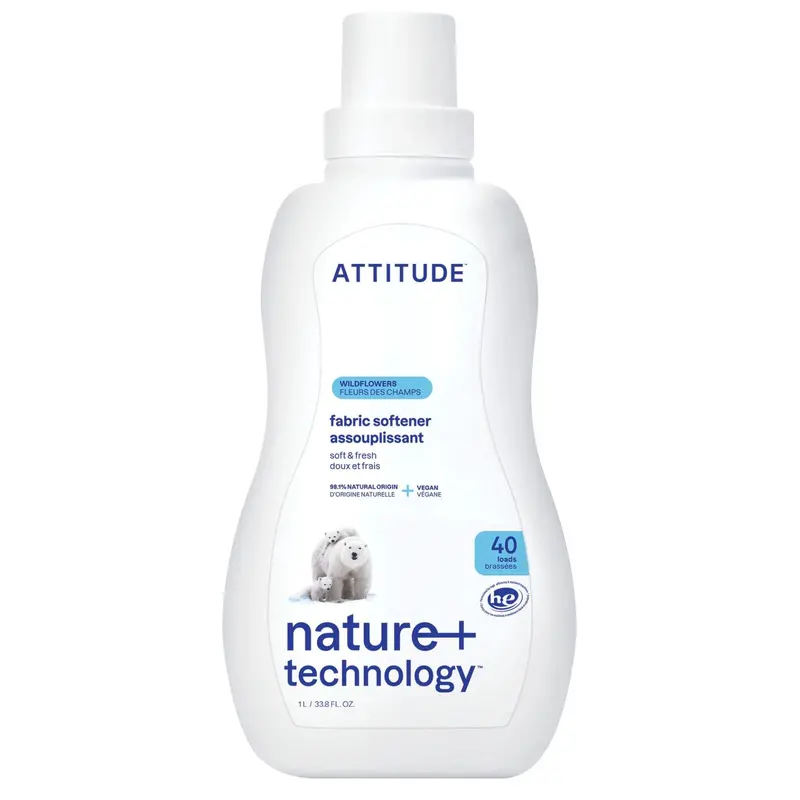Attitude Nature+ Wildflowers Fabric Softener – 1L Botanical-Scented Softener 1
