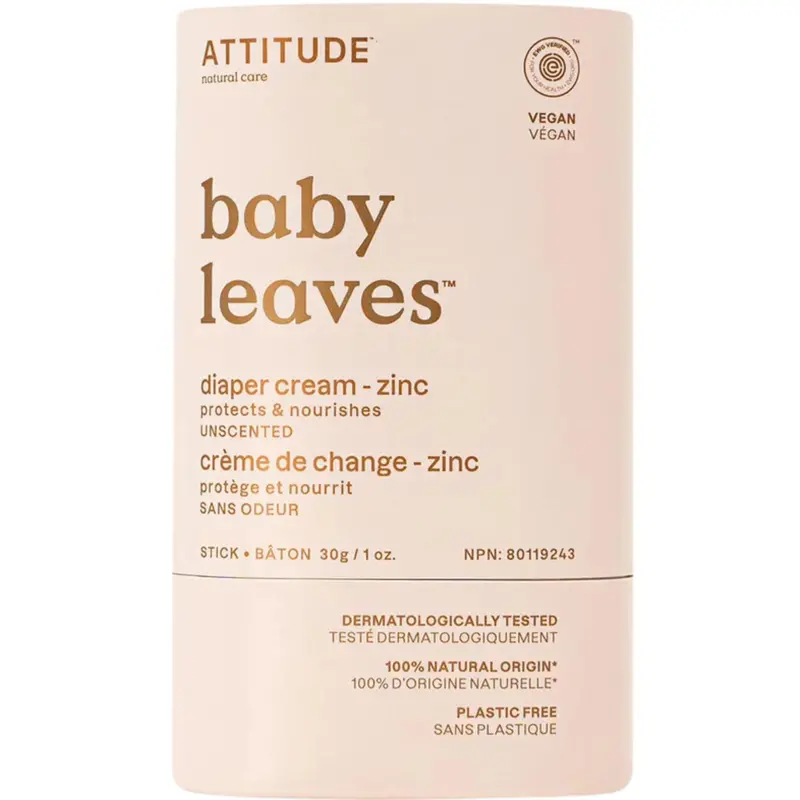 Attitude Unscented Baby Diaper Cream – Solid Balm, 30G 1