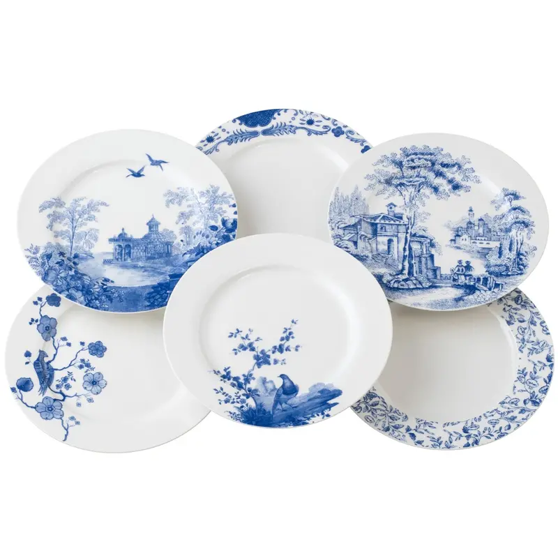 Aynsley Archive Blue Tea Plate Set – 6-Piece Fine Bone China 1