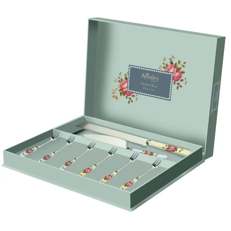 Aynsley Archive Rose Pastry Serving Set 1