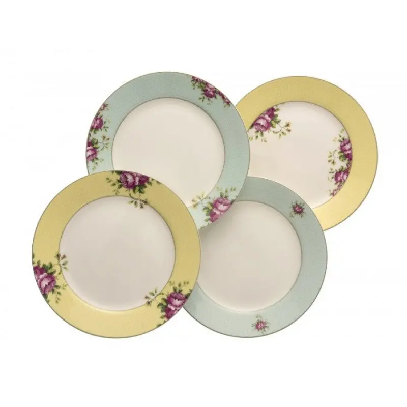 Aynsley Archive Rose Side Plate Set – 4-Piece Accent Dish Collection 1