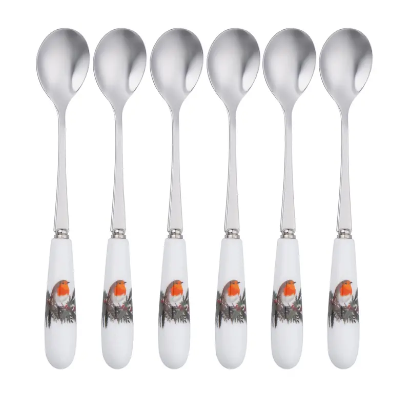 Aynsley Christmas Robin Teaspoon Set – Pack Of Six Festive Flatware 1