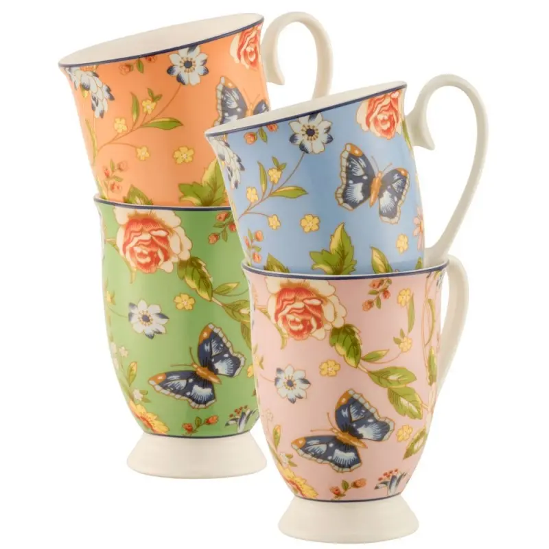 Aynsley Cottage Garden Footed Mug Set (4 Pcs) 1