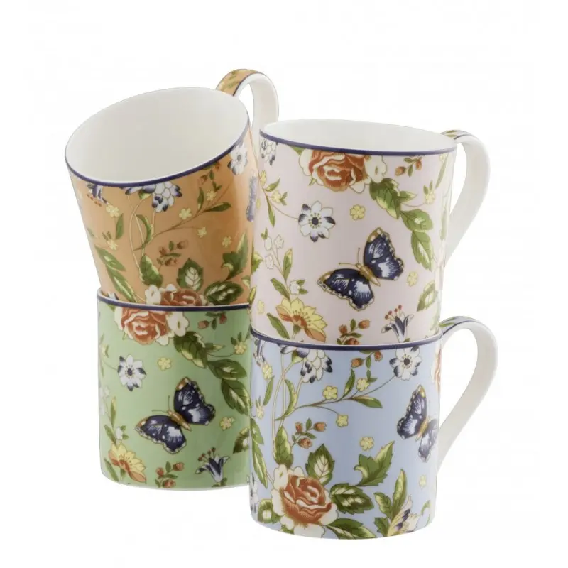 Aynsley Cottage Garden Windsor Mug Set – 4-Piece Floral Ceramic Coffee Mugs 1