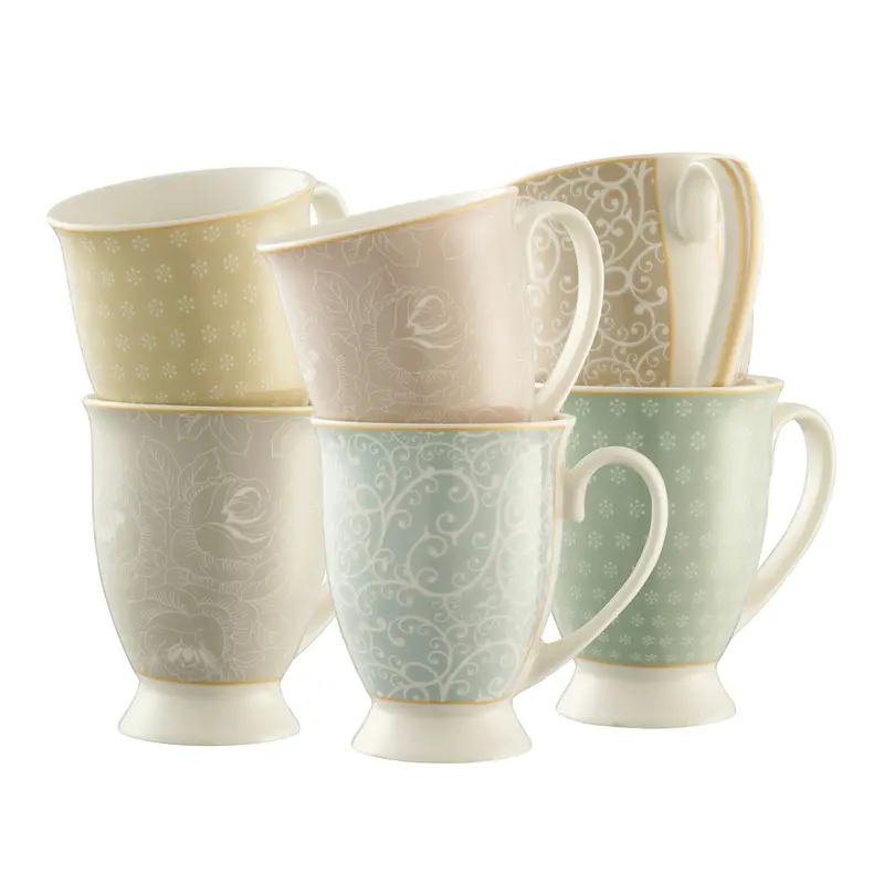 Aynsley Laurette Ceramic Mug Set – Six Classic Coffee Mugs 1