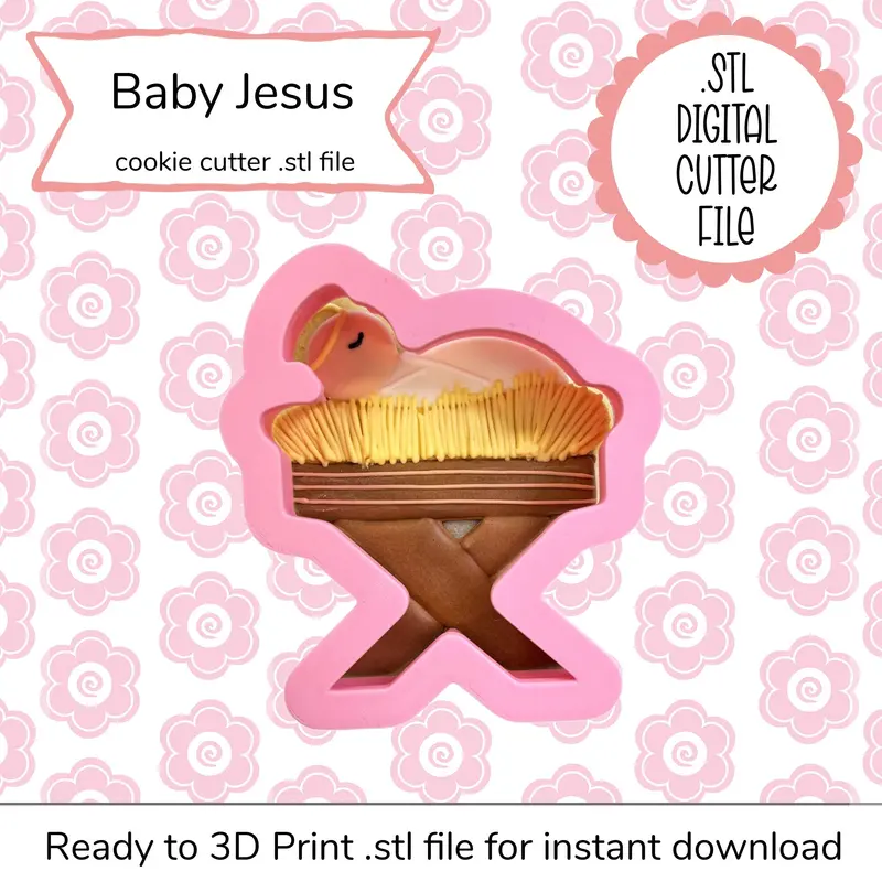 Baby Jesus Cookie Cutter Stl – Sacred Nativity 3D Printable Design 1