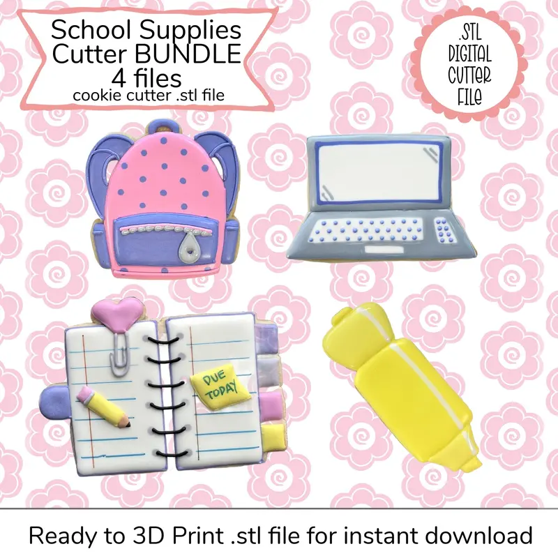 Back-To-School Supplies Cookie Cutter Stl Bundle – Digital File 1