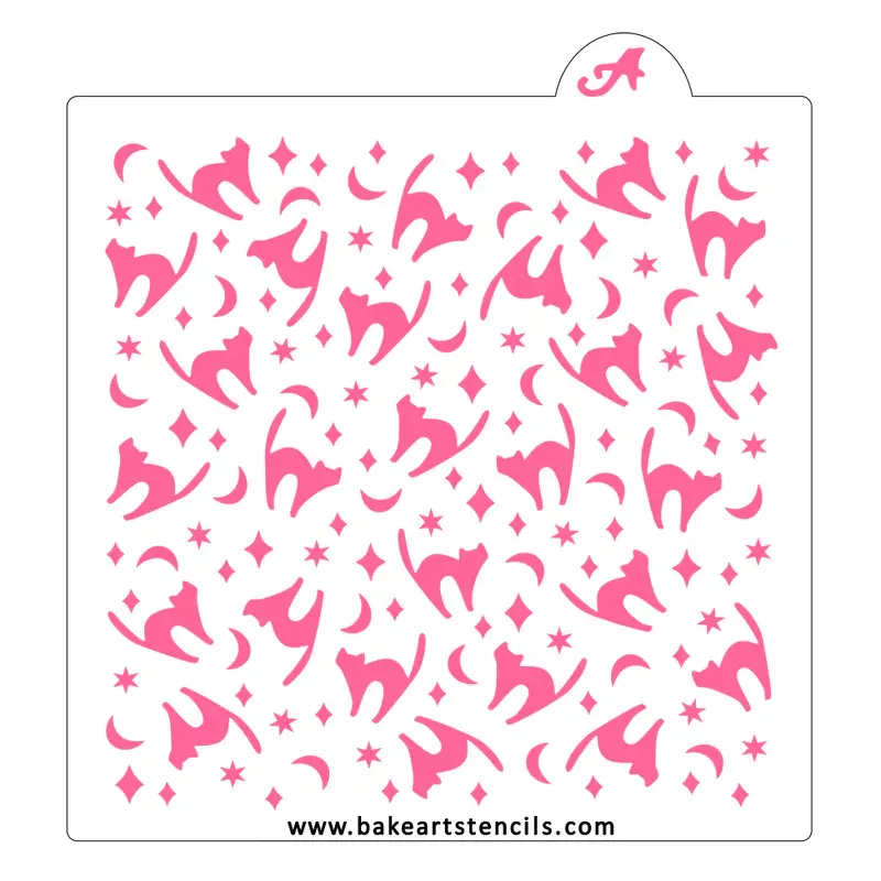 Bakeart Black Cat Pattern Stencil For Holiday Baking 1