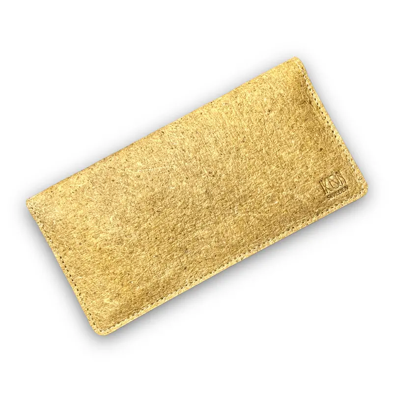 Beige Coconut-Textured Slim Leather Wallet For Women 1