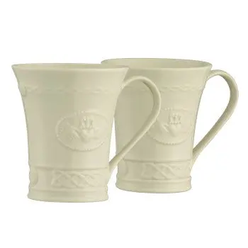 Belleek Claddagh Mug Pair – Hand-Painted Irish Ceramic 1