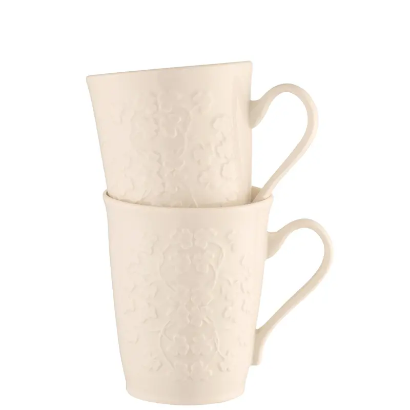Belleek Classic Field Of Shamrocks Mug Set – Pair Of Irish-Themed Ceramic Mugs 1